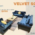 VELVET SOFA DARK BLUE
